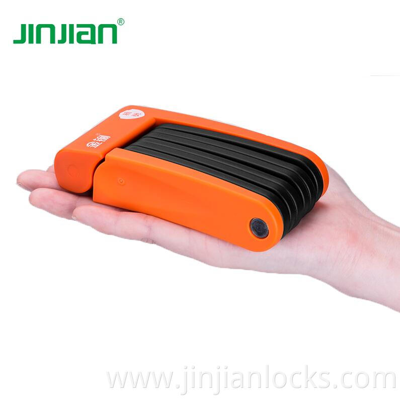 Jinjian Anti Theft Foldable Structure Wearable Compact Bicycle folding Lock with key set